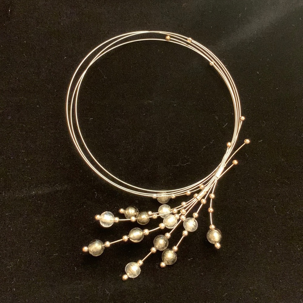 Silver and gray choker necklace